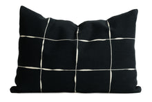 Load image into Gallery viewer, Charcoal Grid Lumbar Cushion